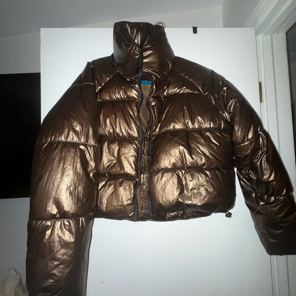 Forever 21 Shiny Bronze Puffer Jacket